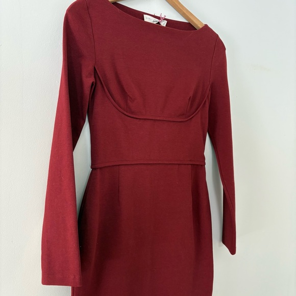 Stella McCartney Burgundy Long Sleeve Sheath Dress Minimalist Designer Sz 44(12) - Picture 3 of 14